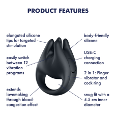 Вібратор на палець та ерекційне кільце 2-в-1 – Satisfyer Perfect Pair 1