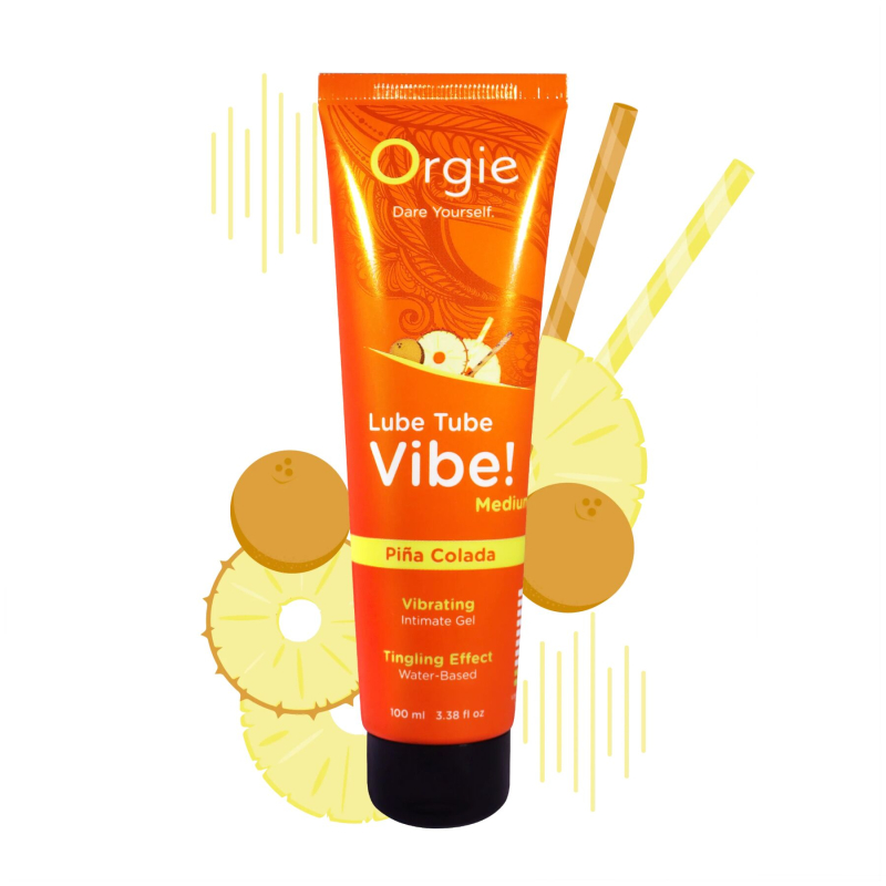 Їстівний вібролубрикант зі смаком Pina Colada та поколювальним ефектом – Orgie Lube Tube Vibe! Pina Colada, 100 мл