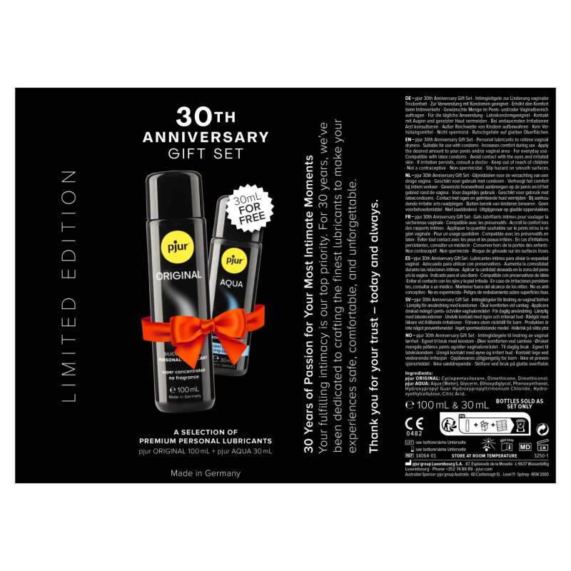 Ювілейний набір лубрикантів – pjur 30th Anniversary Gift Set, Original 100 мл та Aqua 30 мл