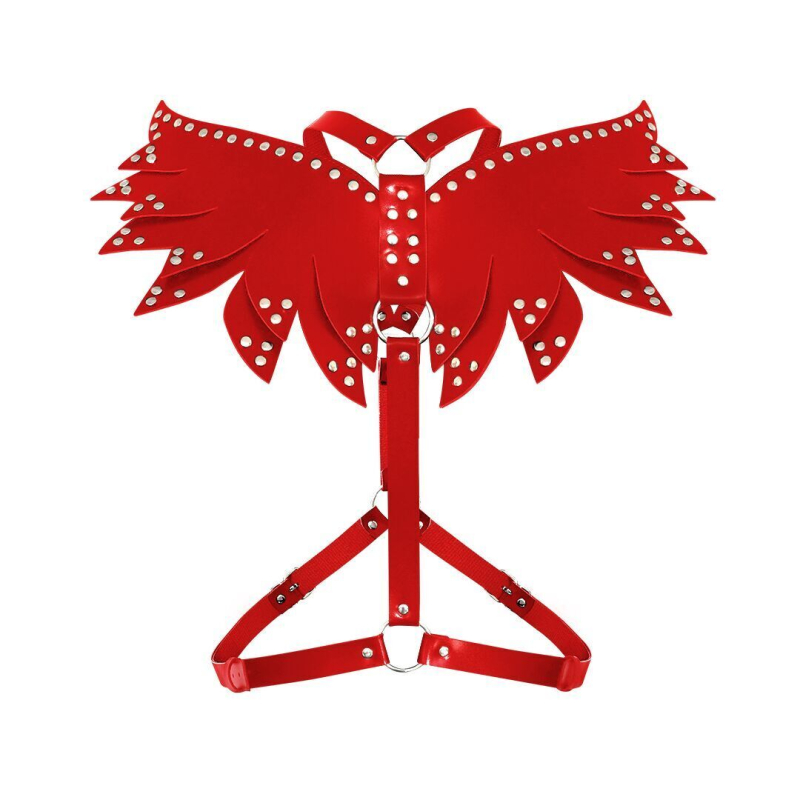 Жіноча портупея з екошкіри – Art of Sex Wings, розмір L–2XL, червоного кольору