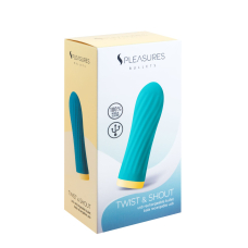 Бірюзова Віброкуля – S Pleasures Bullets Twist & Shout Turquoise – ребриста поверхня, 10 вібро-режимів