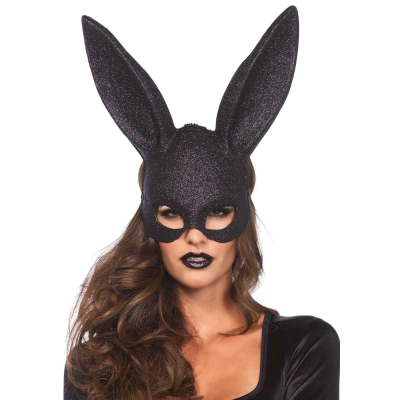 Блестящая маска кролика Leg Avenue Glitter masquerade rabbit mask Черный цвет