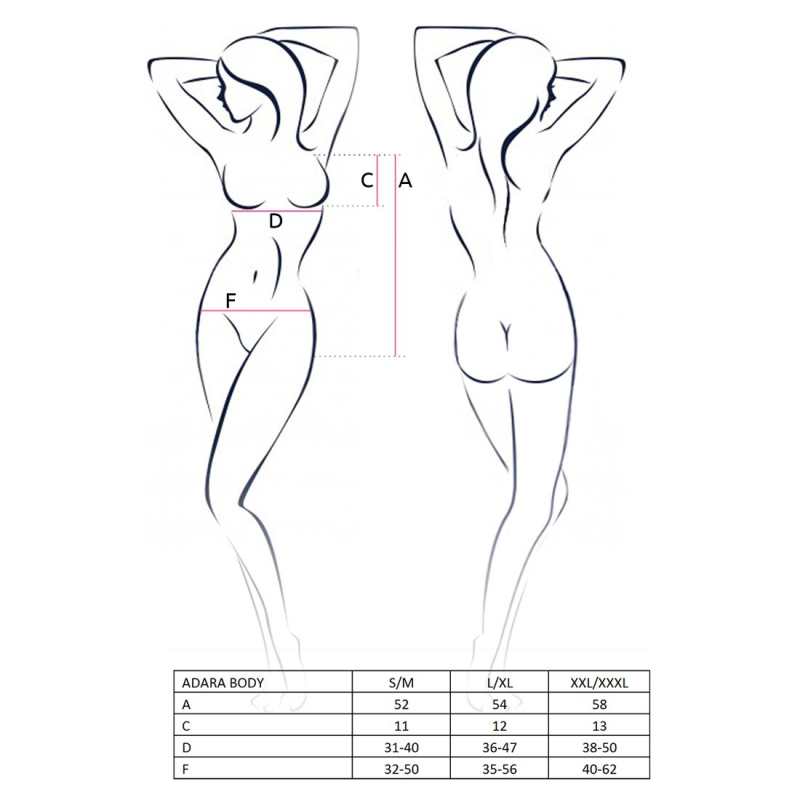 Боді монокіні Passion ADARA BODY 2XL/3XL, чорний колір