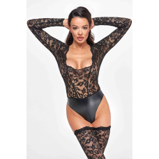 Боди Noir Handmade F296 Psyche bodysuit of lace and wetlook – M