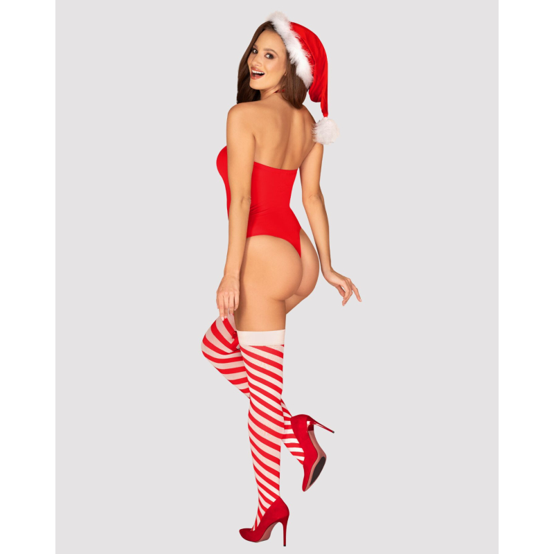 Боди Obsessive Kissmas teddy красный S/M