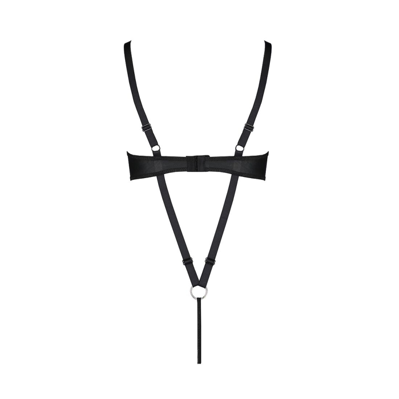 Боди из эко-кожи Passion CELINE BODY S/M, черный цвет, с доступом, открытое