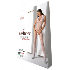 Бодістокінг з плетінням на животику Passion BS100 One Size, Білий, декоративний шов, з доступом