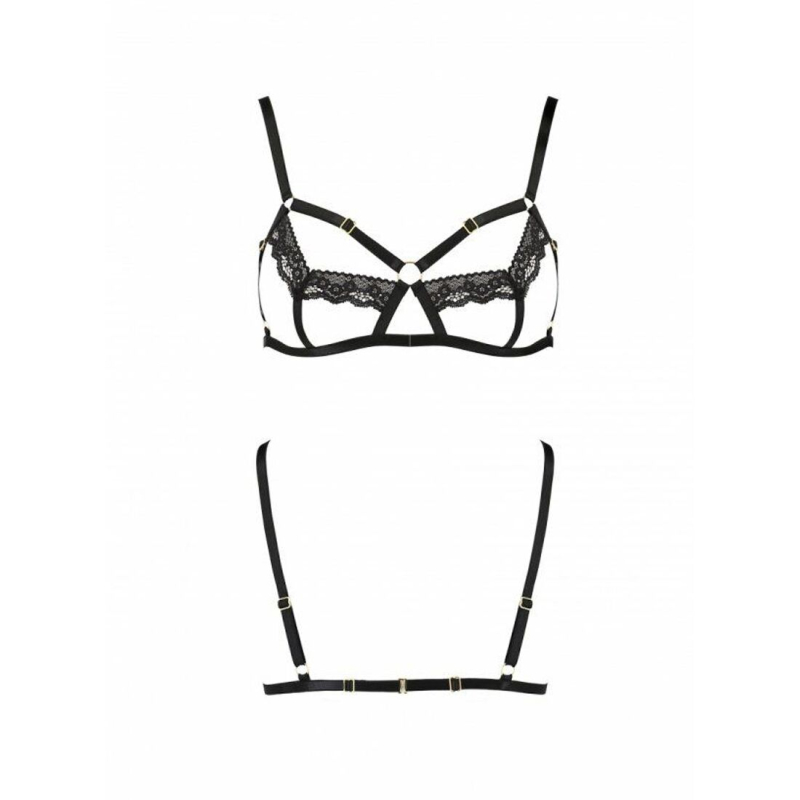 Бюстгальтер-стропы с кружевом Passion Exclusive SOLON BRA L/XL, черный цвет