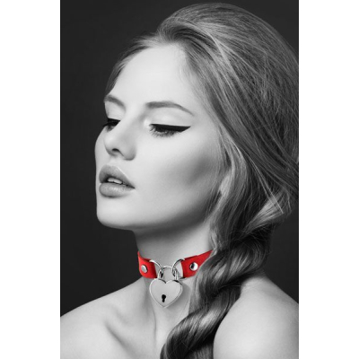 Чокер с замочком-сердечком Bijoux Pour Toi – HEART LOCK Красный, экокожа