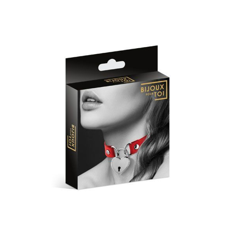 Чокер з замочком–сердечком Bijoux Pour Toi – HEART LOCK Червоний, екошкіра