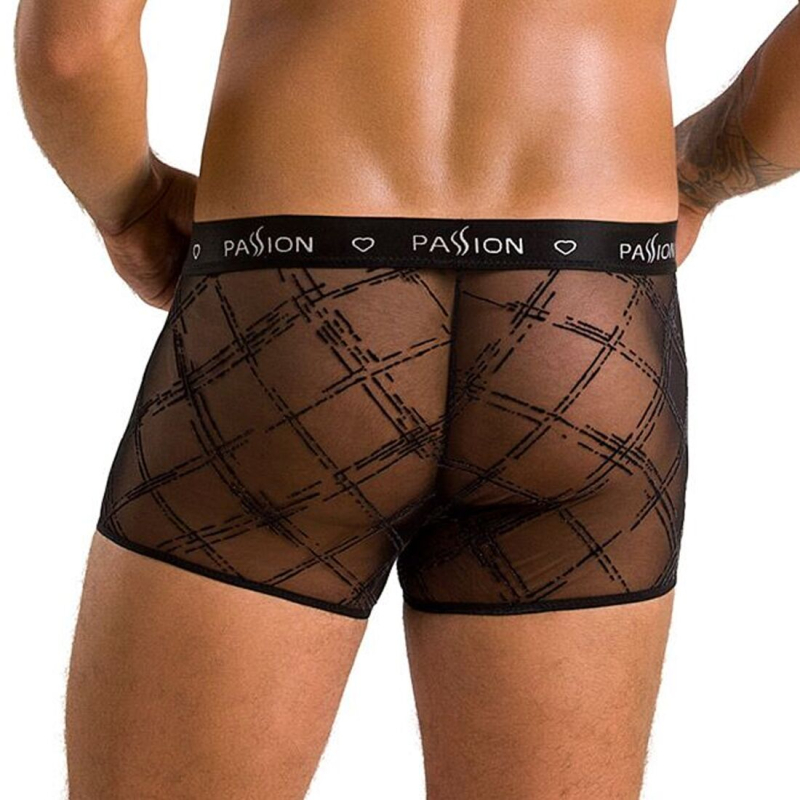 Мужские прозрачные боксеры Passion 032 SHORT JAMES L/XL Черный цвет, сетка