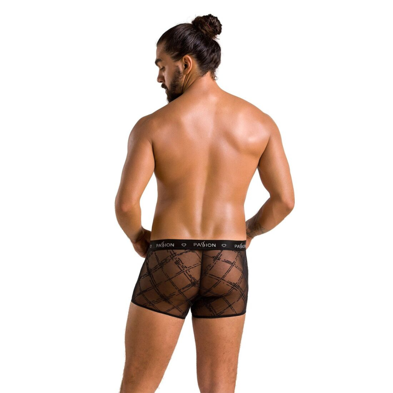 Мужские прозрачные боксеры Passion 032 SHORT JAMES L/XL Черный цвет, сетка