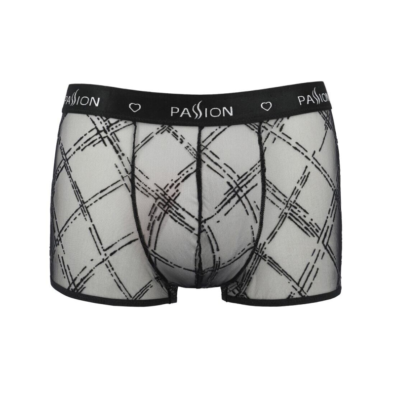 Мужские прозрачные боксеры Passion 032 SHORT JAMES L/XL Черный цвет, сетка