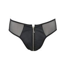 Чоловічі сліпи на блискавці Passion 042 SLIP TIMMY S/M Чорний колір, екошкіра, сітка