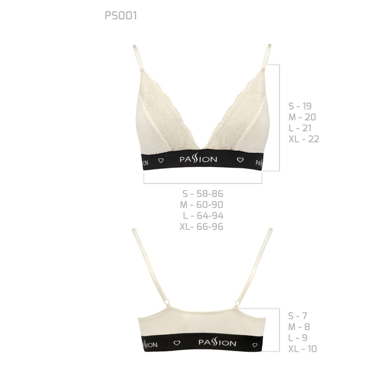 Еластичний топ з мереживом Passion PS001 TOP M, молочний колір