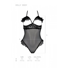 Еротичне боді Passion DOLLY BODY, L/XL, чорний колір, з відкритими чашками