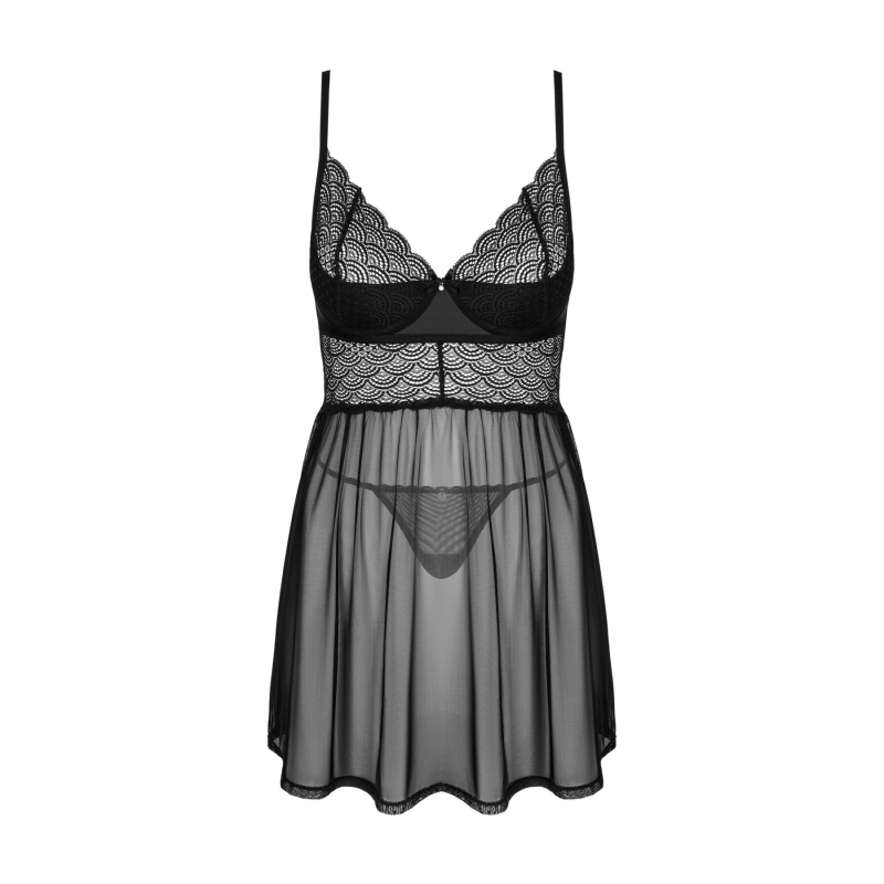 Еротичний комплект Obsessive Chemeris babydoll & thong XS/S, пеньюар та стрінги