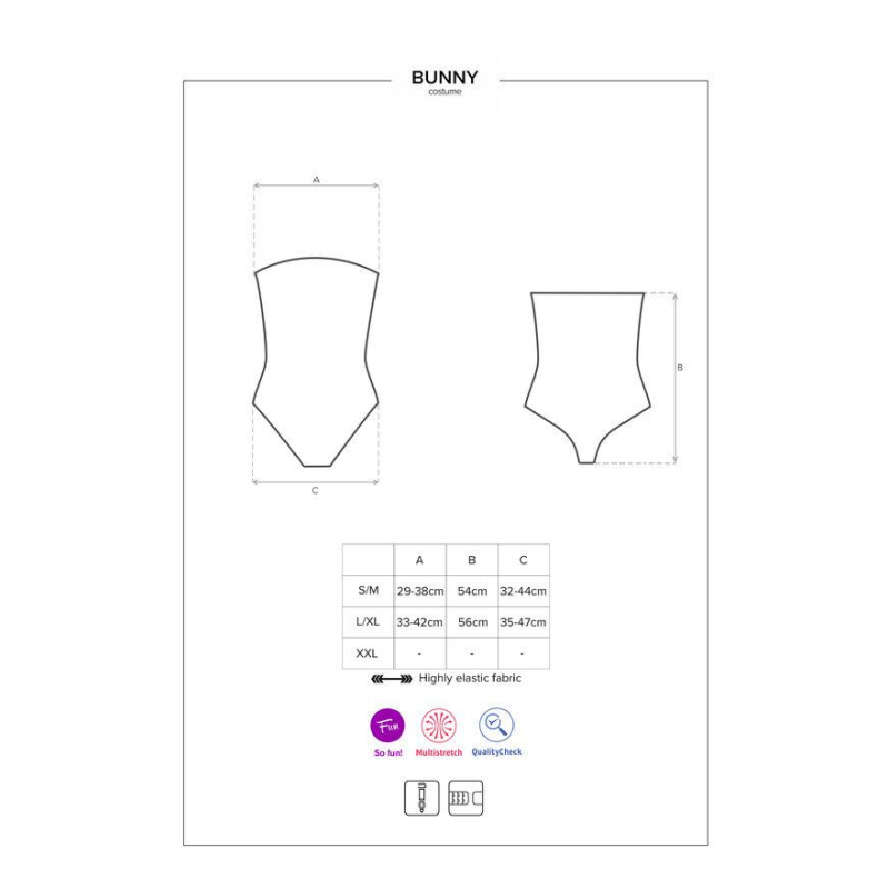 Еротичний костюм кролика Obsessive Bunny costume L/XL, чорний колір, боді, чокер, гартери, панчохи, маска