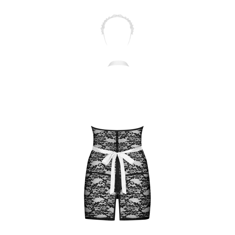 Еротичний костюм покоївки Obsessive Servgirl costume S/M – чорний/білий