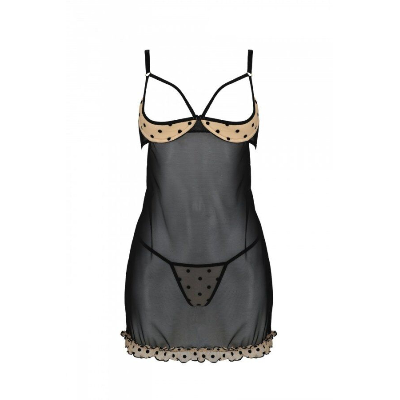 Еротичний пеньюар Passion MARINA CHEMISE, S/M, beige