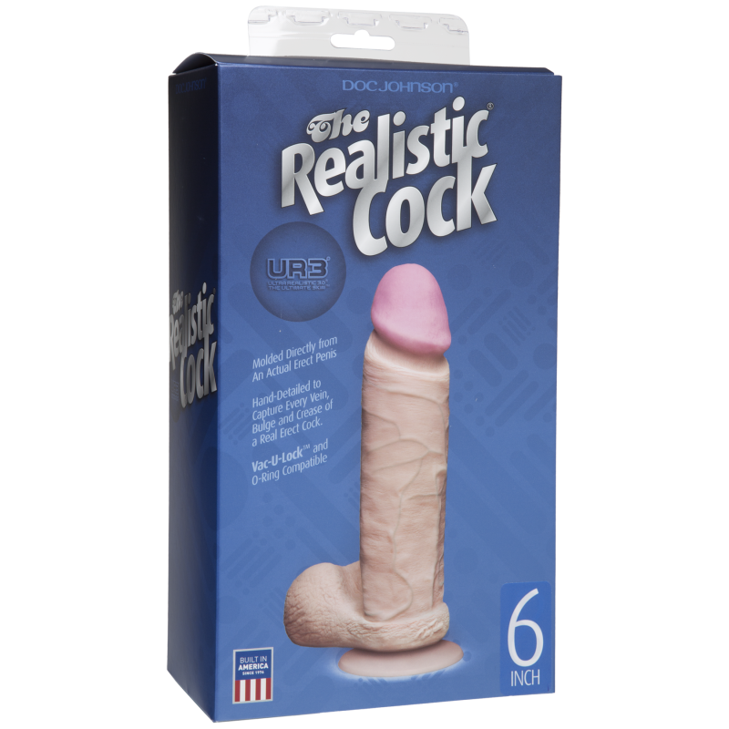 Фаллоимитатор Doc Johnson The Realistic Cock White (ULTRASKYN, Vac-U-Lock), длина 17.3 см, диаметр 4.3 см