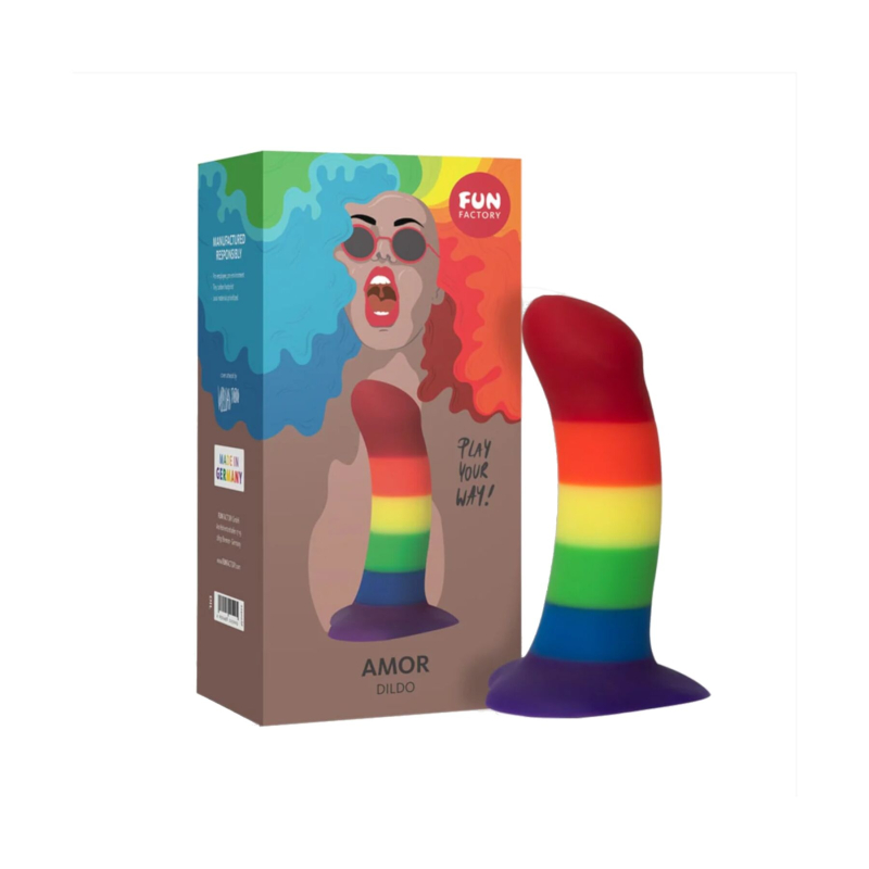 Фаллоимитатор Fun Factory AMOR, радужный, длина 14.6 см, диам. 3.7 см, изогнутый