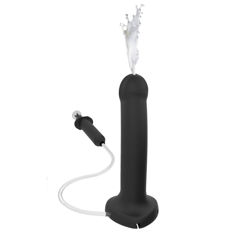 Фалоімітатор з еякуляцією Strap-On-Me Dildo Cum Black, довжина 19.6 см, діам. 3.6 см, силікон, насадка для страпону