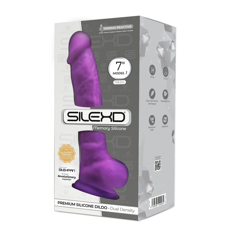Фалоімітатор SilexD Johnny Purple, двошаровий, силікон + Silexpan, довжина 17.8 см, діам. 3.8 см