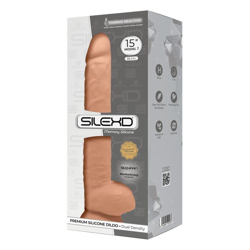 Великий фалоімітатор SilexD Kingston Flesh, двошаровий, силікон + Silexpan, довжина 38 см, діам. 7 см