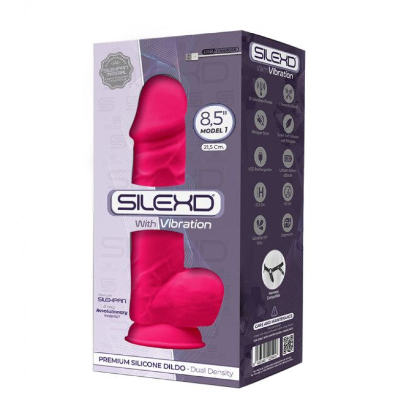Фалоімітатор з вібрацією SilexD Norman Vibro Pink (Model 1), двошаровий, діам. 5 см, довжина 21.5 см