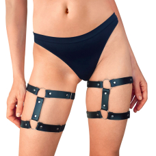 Гартери на ногу із натуральної шкіри Art of Sex – Kristina Leg Garters (2 шт), цвет Чорний