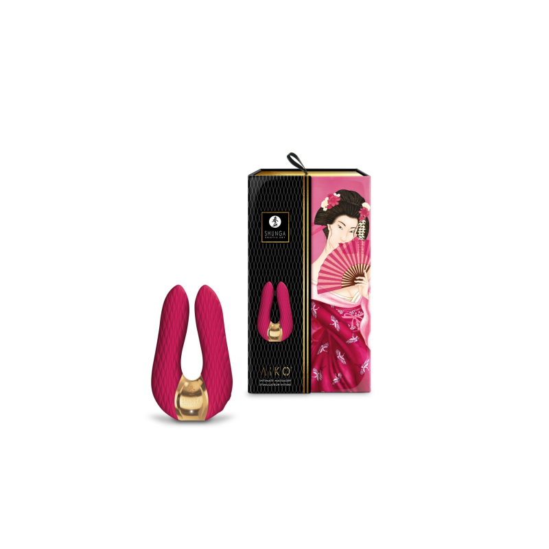 Кліторальний вібратор – Shunga Aiko Raspberry – 2 гнучкі кінчики, 10 режимів вібрації, текстурована поверхня