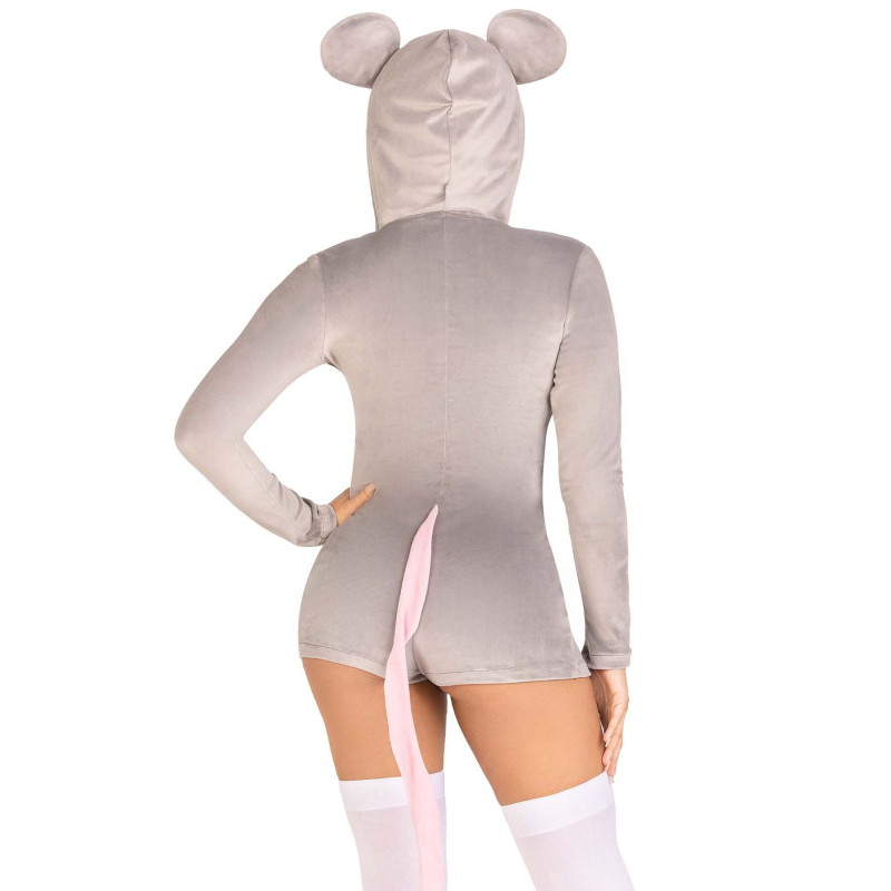 Комбінезон–костюм миші Leg Avenue Comfy Mouse S, з капюшоном – сірий/білий