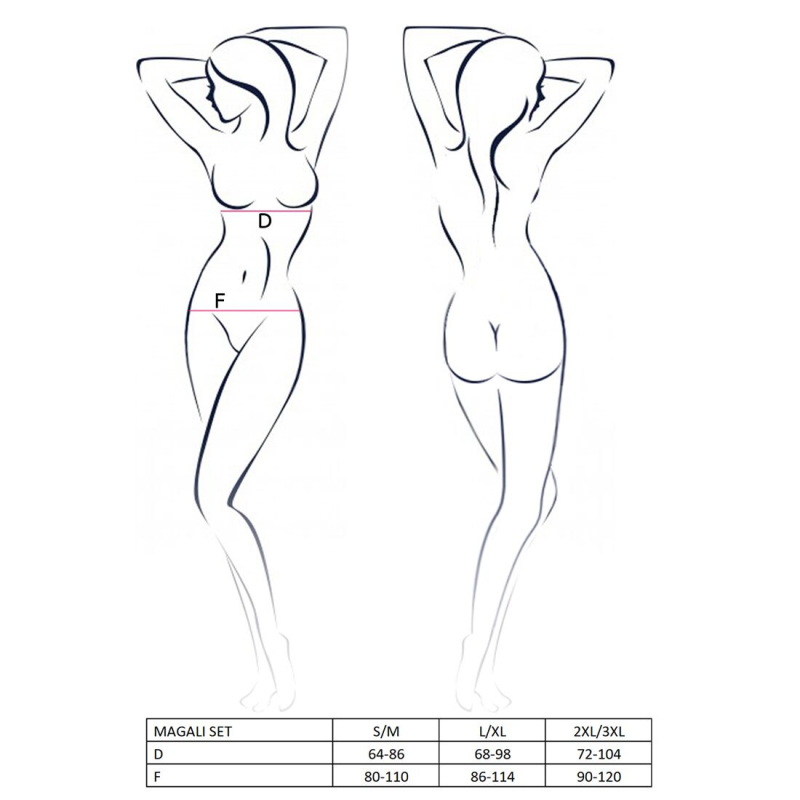 Комплект білизни Passion Exclusive MAGALI SET OpenBra L/XL, червоний, стрепи, ліф, трусики і пояс
