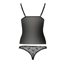 Комплект белья Passion MELISSA SET L/XL, черный цвет, лиф-рубашка со шнуровкой и трусики