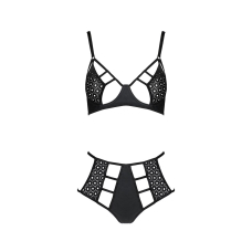 Комплект білизни Passion TASMINA SET L/XL Чорний, ліф, високі трусики з корсетом ззаду