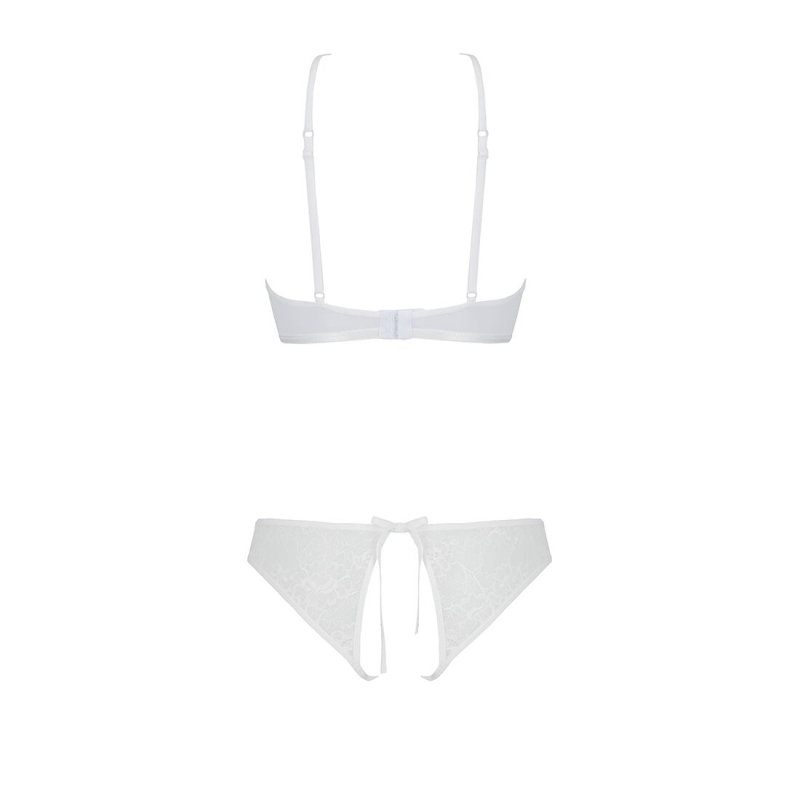 Комплект із бра, трусиків з ажурним декором та відкритим кроком Passion URSULA SET S/M, білий