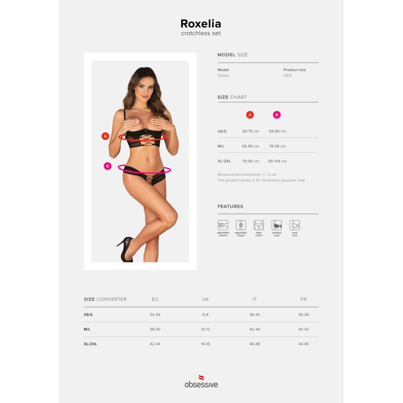 Комплект Obsessive Roxelia 2–pcs crotchless set XL/2XL