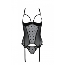 Корсет Passion MARINA CORSET, 2XL/3XL, чорний колір, з відкритими чашками