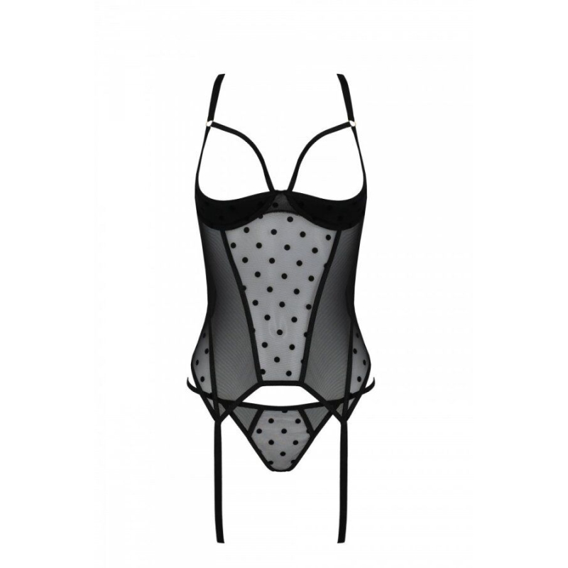 Корсет Passion MARINA CORSET, 2XL/3XL, черный, с открытыми чашками