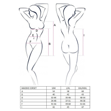 Корсет–сорочка з пажами Passion MADDIE CORSET S/M, чорний колір, трусики