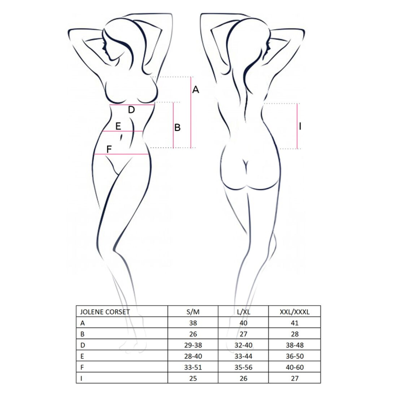 Корсет з пажами Passion JOLENE CORSET L/XL, чорний колір, трусики, напіввідчинені груди, напівпрозорий
