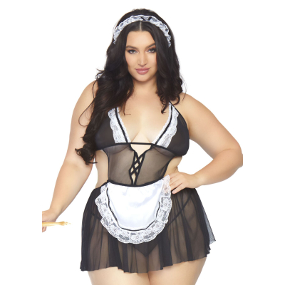 Костюм горничной Leg Avenue Fantasy French Maid XL/XXL, платье, трусики, повязка – черный/белый