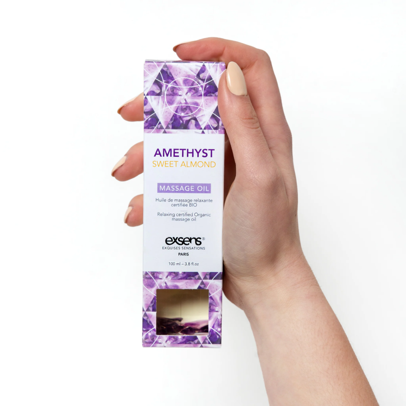 Масажна олія EXSENS Amethyst Sweet Almond (розслаблювальна, з аметистом) 100 мл, натуральна