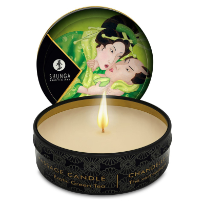 Массажная свеча Shunga Mini Massage Candle – Exotic Green Tea (30 мл) с афродизиаками