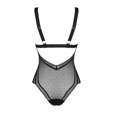 Мереживне боді з декольте Obsessive Estiqua teddy M/L, чорне, широкі лямки