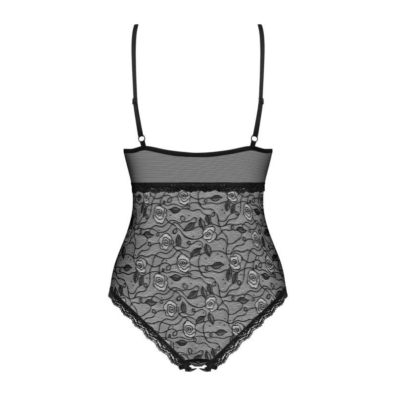 Кружевное боди с доступом Obsessive 818–TED–1 teddy M/L, черное