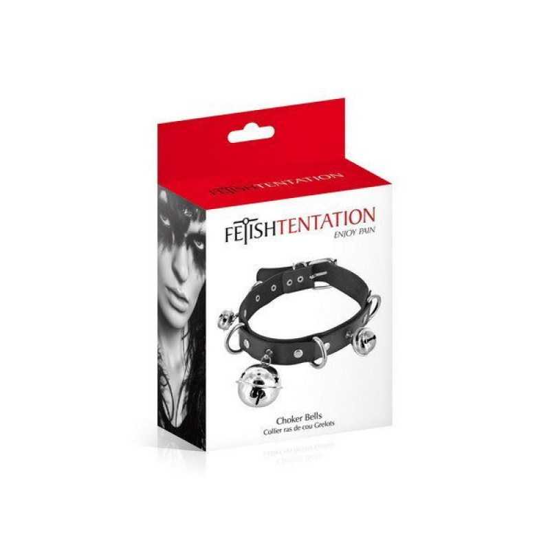 Ошейник с колокольчиками Fetish Tentation Choker Bells, экокожа