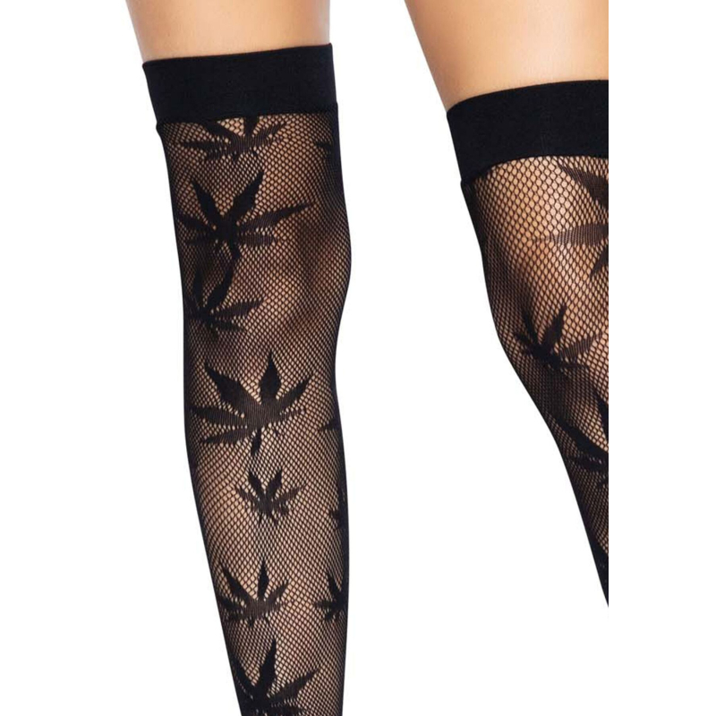 Панчохи з малюнком Leg Avenue 420 Net thigh highs Чорний колір