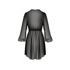 Пеньюар Passion AMBERLY PEIGNOIR Чорний, 2XL/3XL, пояс у комплекті